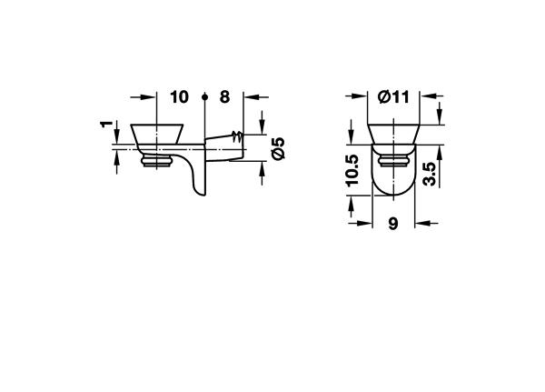 Полкодержатель для стеклянных полок 5/11 мм, Hafele, 282.24.732