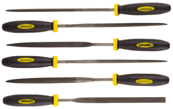 Набор надфилей с двухкомпонентной ручкой, 6 штук, 100мм, ПВХ чехол, STAYER "PROFI" (16010-H6_z01)