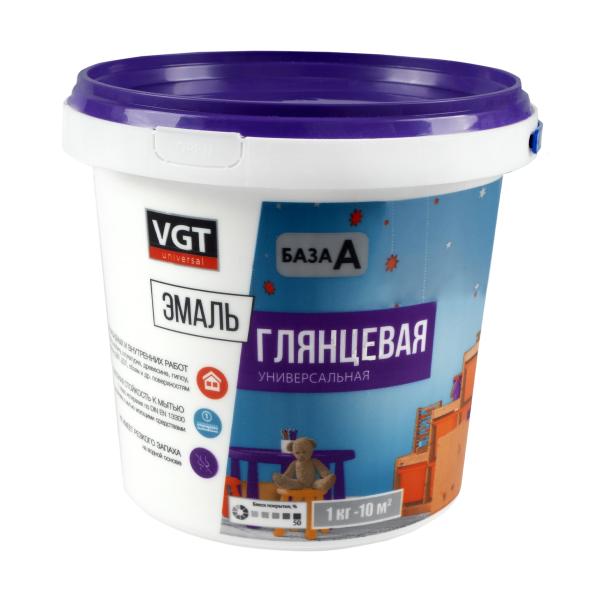 Эмаль ВГТ УНИВЕРСАЛЬНАЯ Акрил. глянцевая СУПЕРБЕЛАЯ 1кг (ВД-АК-1179)