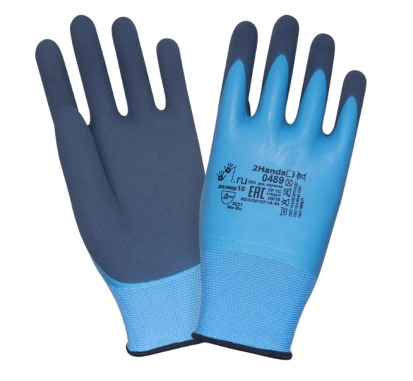 Перчатки нейлоновые двухслойное латексное покрытие Ultrafoam/Microfoam, 2Hands