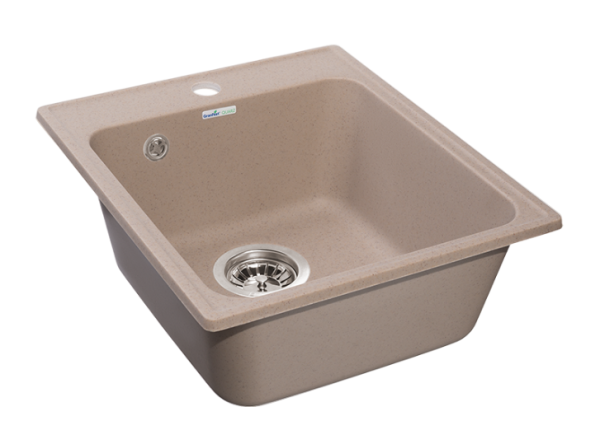 Мойка кухонная GranFest Quarz 17 прямоугольная 41,8x47,7 см, искусст. камень, песочный, 17