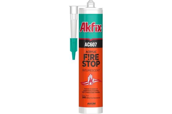 Герметик акриловый для швов AC607, огнестойкий, белый, 310мл, Akfix