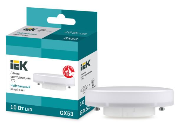 Лампа светодиодная (LED) "таблетка" GX53 10Вт (900Лм) 4000К 230В, IEK ECO