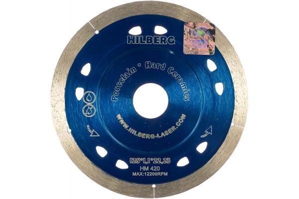 Диск алмазный по керамограниту 125x1,1x22,23 мм Extra Thin сплошной, Hilberg
