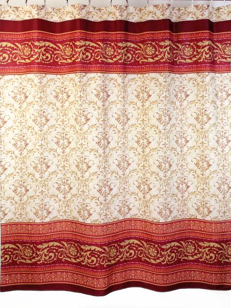 Штора для ванной комнаты Zalel YQL 1063 180x200 см полиэстер, красный, ковер