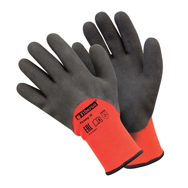 Перчатки Ледоруб ПРО двойное утепление, акрил с полиэстером, латексное покрытие, 10 (XL), Fiberon