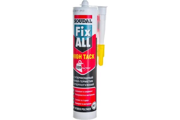 Клей-герметик силиконовый универсальный Fix All Hight Tac, высокопрочный, белый, 290мл, Soudal