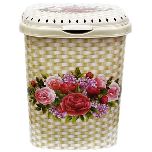 Корзина для белья прямоугольная 55л с крышкой (Букет) "Виолет"