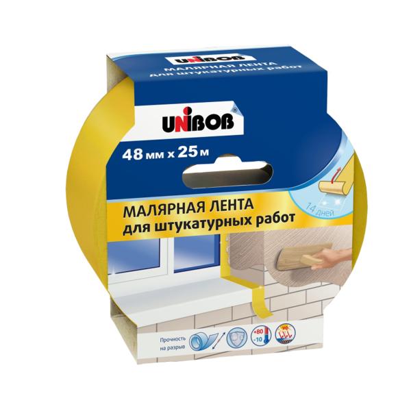Лента малярная 48 мм x 25 м для штукатурных работ, Unibob