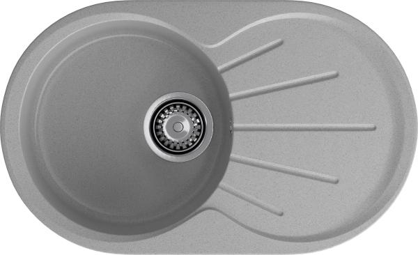 Мойка кухонная GranFest Rondo 750L овальная 74,6x45,5 см, искусст. камень, серый, R-750L