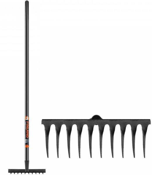 Грабли садовые с черным черенком, 10 зубьев, 1704-Ч, Finland