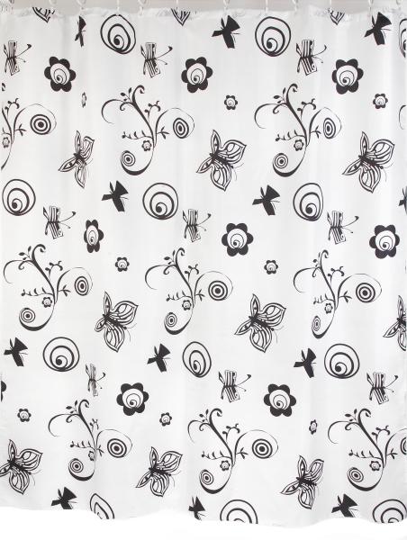 Штора для ванной комнаты Zalel YQL 1153 180x200 см полиэстер, белая, бабочки
