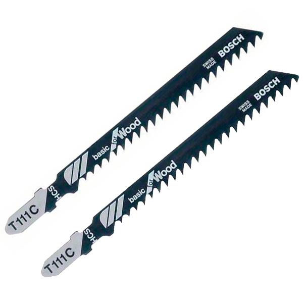 Пилки для лобзика Т111C по дереву, универсальный рез, набор 2 шт, Bosch