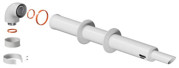 Комплект дымохода коаксиального Ariston 60/100, для горизонтального монтажа, 750 мм, с антиобледенителем