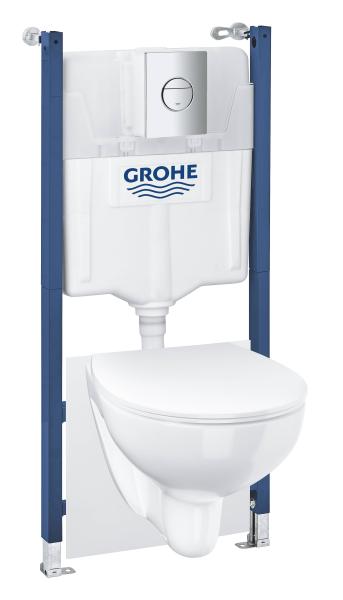 Система инсталляции GROHE Solido 39498000 4 в 1 с подвесным унитазом BAU с панелью Sail (хром)