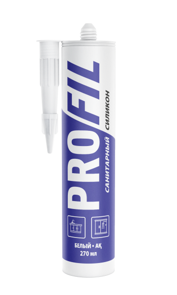 Герметик силиконовый санитарный, водостойкий, белый, 270мл, Profil