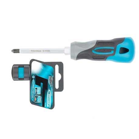 Отвертка крестовая PH2х100мм, S2, трехкомпонентная рукоятка (12144) (GROSS)