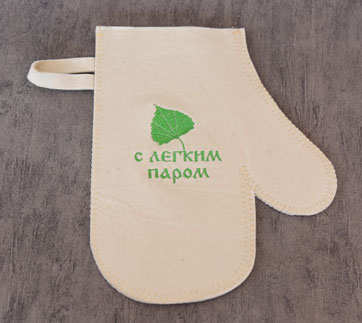 Рукавица для бани белая "С легким паром"