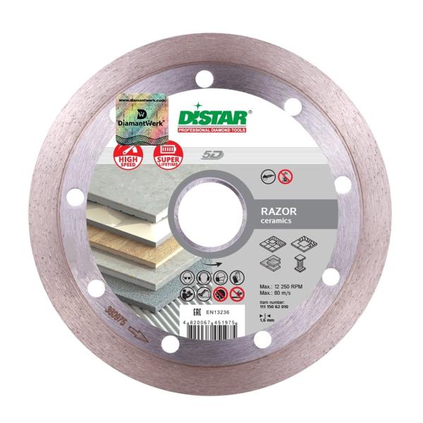 Диск алмазный по керамике 125x1,6x22,23 мм Razor сплошной, DiStar