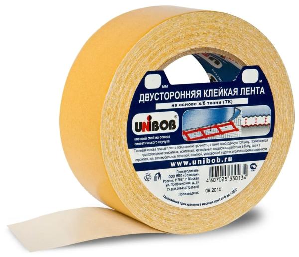 Двухсторонняя клейкая лента тканевая Unibob, 38 мм x 25 м