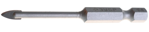 Сверло по стеклу и кафелю 4 мм копьевидное, 2-х резцовый наконечник, шестигранный хвостовик, Зубр