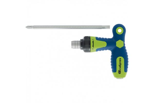 Отвертка реверсивная Т-образ комбин. PH2/SL6,CrV  (13364) (Сибртех)