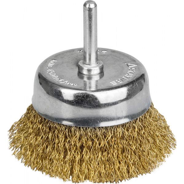 Щетка чашечная для дрели, со шпилькой, 63мм, витая латунированная стальная проволока 0,3мм, STAYER "PROFI" (35117-063_z01)