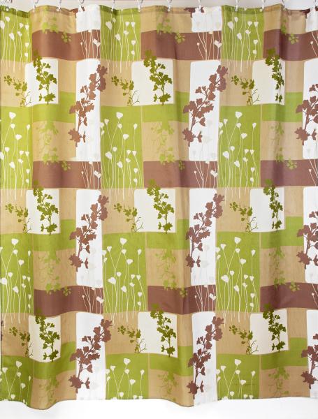 Штора для ванной комнаты Zalel YQL X-233 180x200 см полиэстер, зеленый, листья