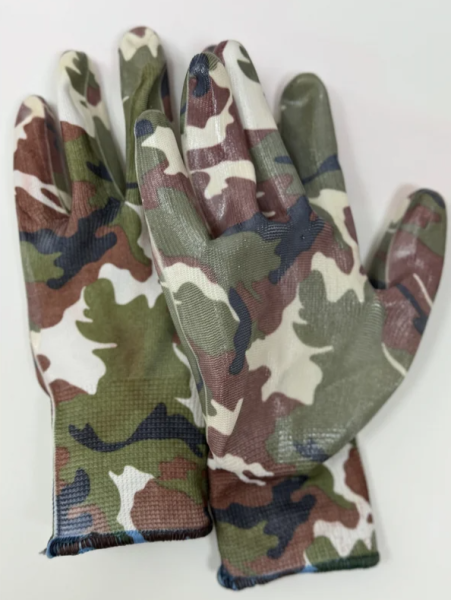 Перчатки садовые нейлоновые 13 кл с нитриловым покрытием 8 (M) Military, Gold Manibus