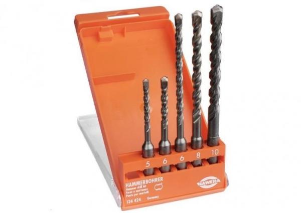 Набор буров по бетону 5x115, 6x115, 6x165, 8x165, 10x165 мм SDS-plus, Hawera