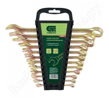 Набор ключей комбинированных 6-22 мм, 12шт,  (15439) (Сибртех)