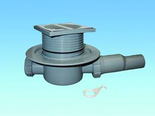 Mcalpine MRFG3 Трап напол.  110мм*50*40мм с 2-мя вых., с нерж. усил. реш. и вставкой тип - "сухой гидрозатвор"