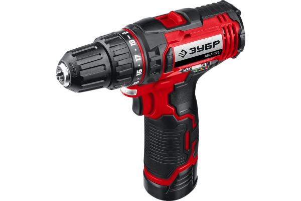 Дрель-шуруповерт ЗУБР ДШЛ-125-22, 12 В, Li-Ion, 0-350/0-1300 об/мин, 2 АКБ, ЗУ, кейс