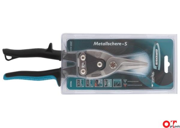 Ножницы по металлу  PIRANHA ,250мм,прямой рез, сталь-CrMo, двухкомп. ручка (78325) (GROSS)