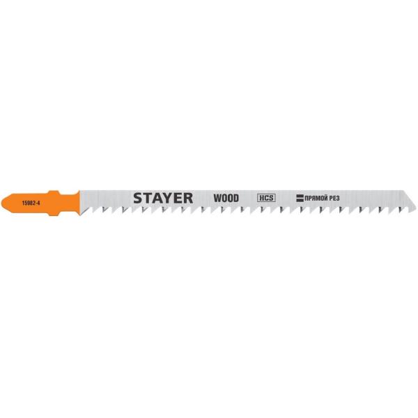 Полотно для эл/лобзика T301CD, STAYER, HCS, по дереву, T-хвост., шаг 3мм, 90мм, 2шт., 15982-4_z02