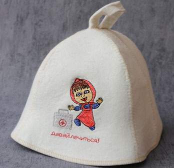 Шапка для бани ДЕТСКАЯ "Маша (Давай лечиться)"