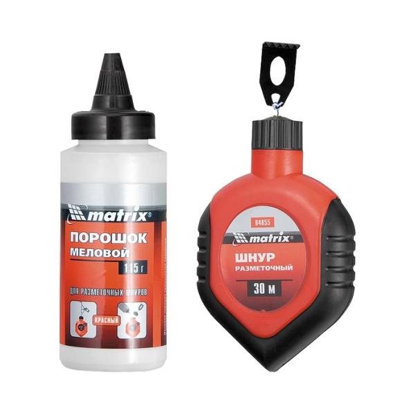 Шнур разметочный в пластас. обрезиненном корпусе, порошок красный, (84855) (MATRIX)