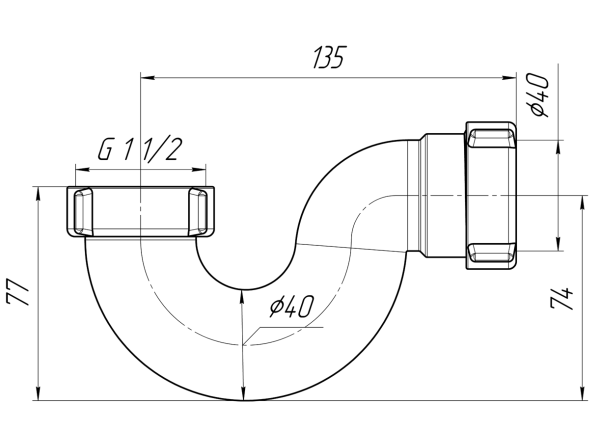 Сифон для ванны 1 1/2''х40 Ани пласт, E100