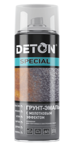 Грунт-эмаль алкидная молотковая универсальная Special шоколадно-коричневая, 520 мл, аэрозольная, Deton