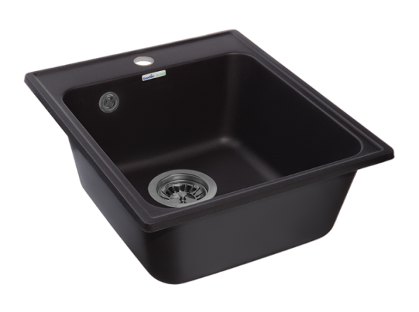 Мойка кухонная GranFest Quarz 17 прямоугольная 41,8x47,7 см, искусст. камень, черный, 17