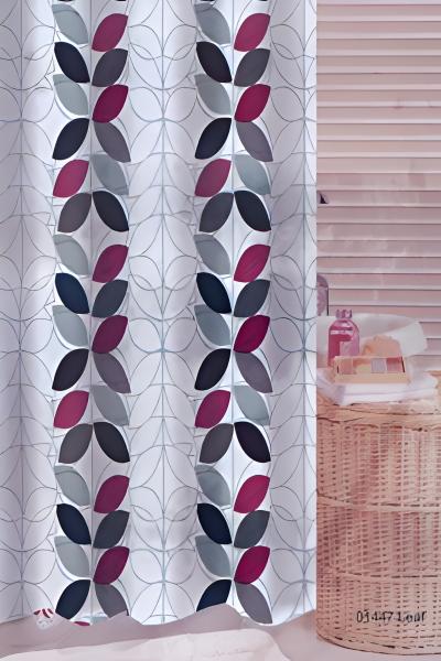 Штора для ванной комнаты Zalel YQL 01447 180x200 см полиэстер, белая, листья