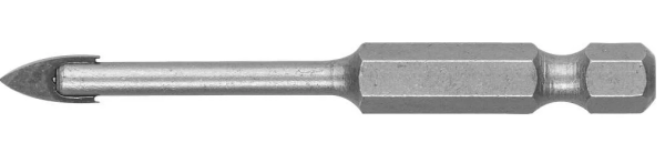 Сверло по стеклу и кафелю 6 мм копьевидное, 2-х резцовый наконечник, шестигранный хвостовик, Зубр