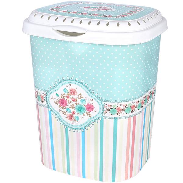 Корзина для белья прямоугольная 55л с крышкой (Винтаж) "Виолет"