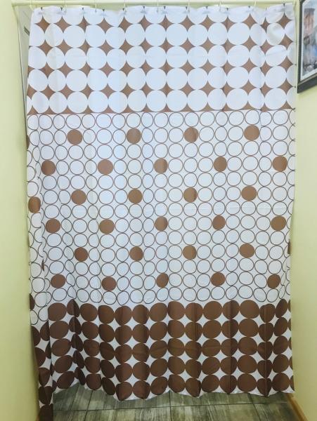 Штора для ванной комнаты Zalel ZL 08 180x200 см полиэстер, коричневая, круги