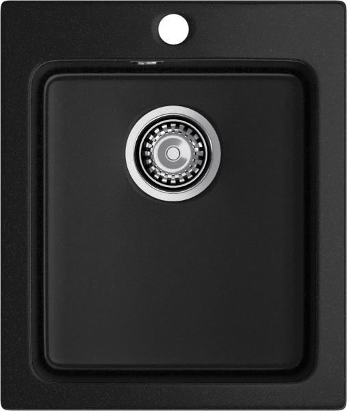 Мойка кухонная GranFest Practic 505 прямоугольная 42,7x50,5 см, искусст. камень, черный, P-505