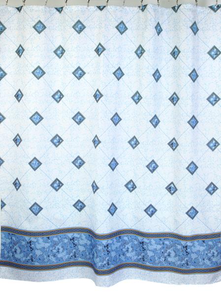 Штора для ванной комнаты Zalel YQL 1185 180x200 см полиэстер, синяя, мозаика