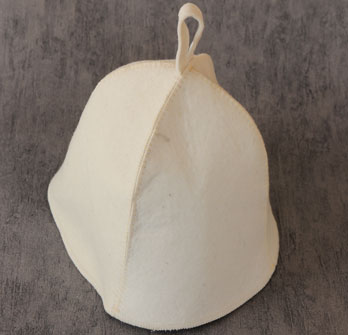 Шапка для бани белая (полушерсть)