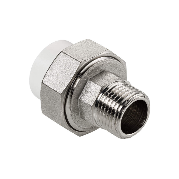 Муфта комбинированная Valtec разъёмная 25 мм х 3/4" наружная резьба, белая, VTp.761.0.02505