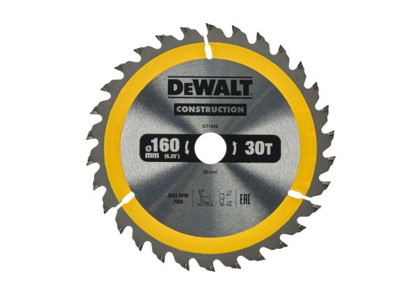 Диск пильный по дереву CONSTRUCTION 160x20 мм, 30 зубьев, DeWalt