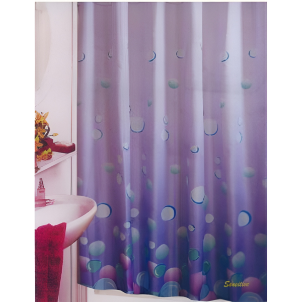 Штора для ванной комнаты Zalel 1219 180x200 см полиэстер, фиолетовая, пузыри